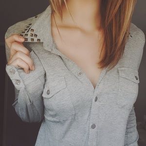 Xhilaration Button Down in Grey w/ studded collar.